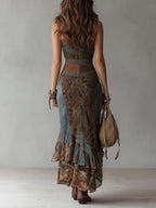 Elena ∙ Long One-Shoulder Dress with Ethnic Print