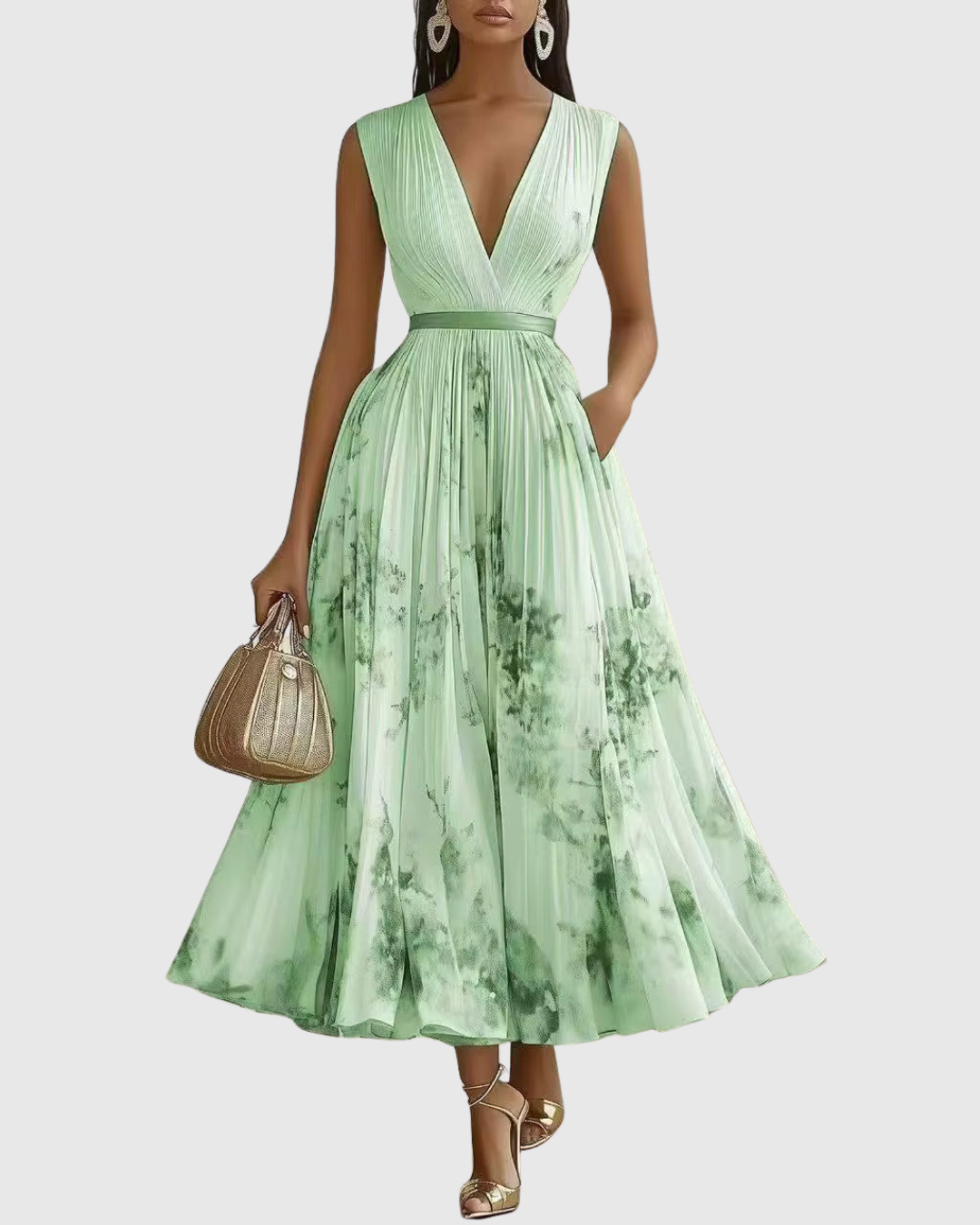 ROWELLA | Elegant Long Pleated Dress