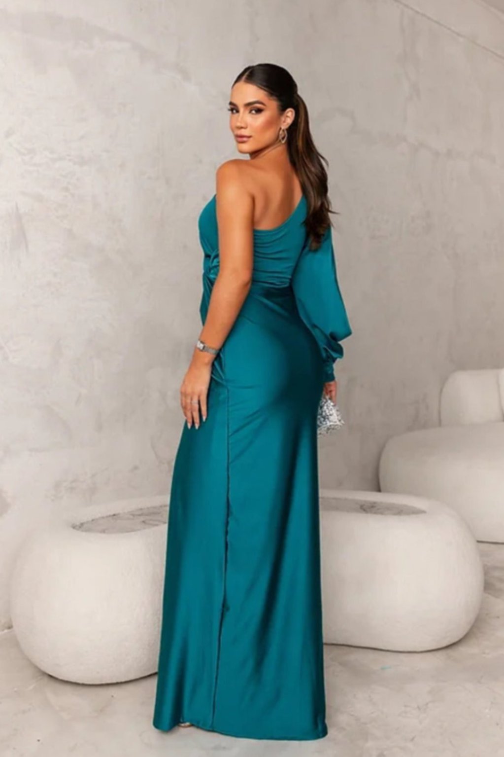 Nicole™ One-Sleeve Satin Dress