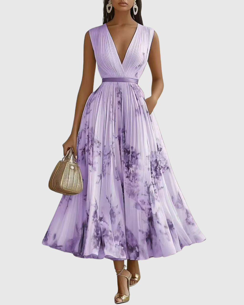 ROWELLA | Elegant Long Pleated Dress