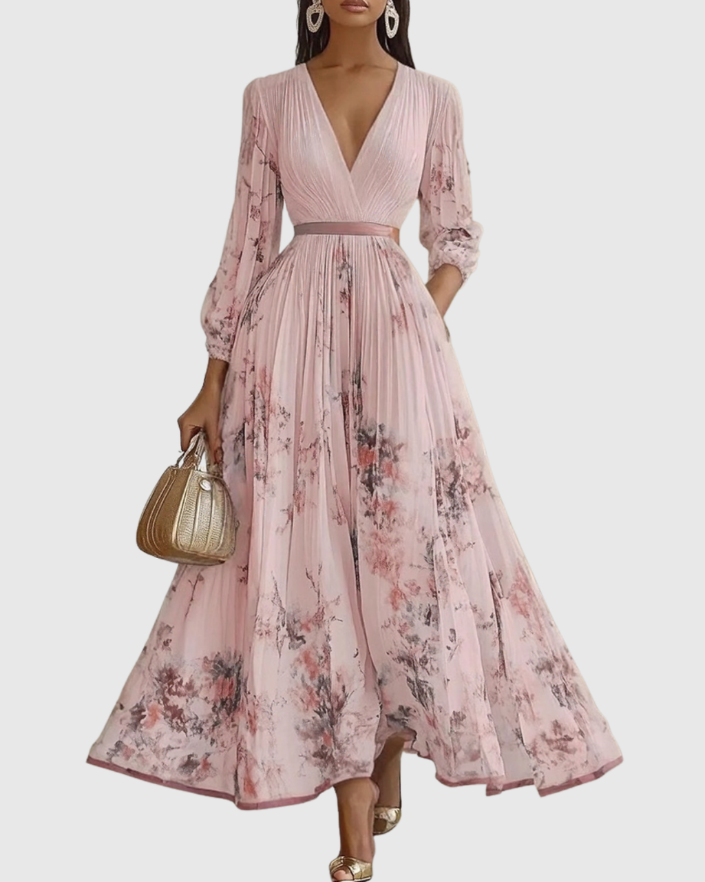 ROWELLA | Elegant Long Pleated Dress