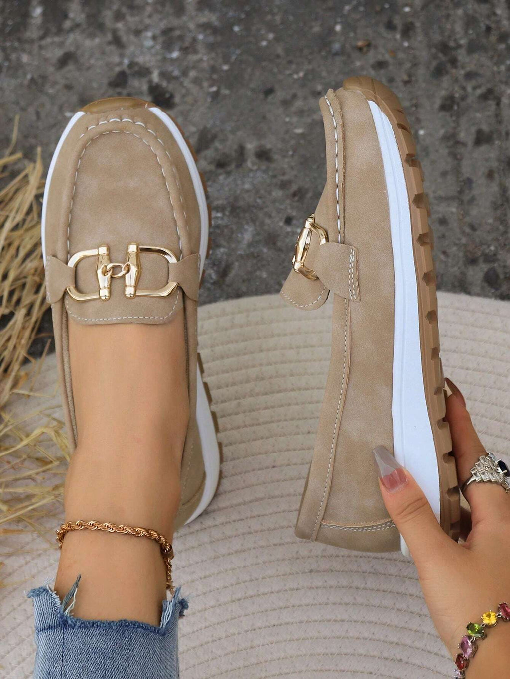 Ellie - Flat Loafers with Buckles