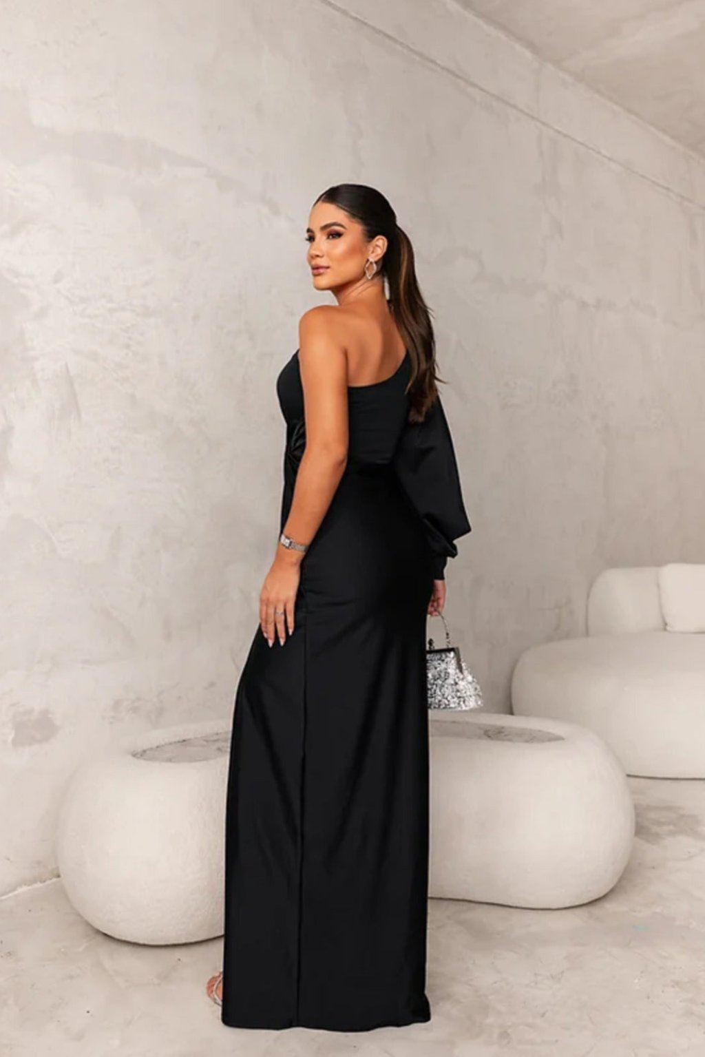 Nicole™ One-Sleeve Satin Dress