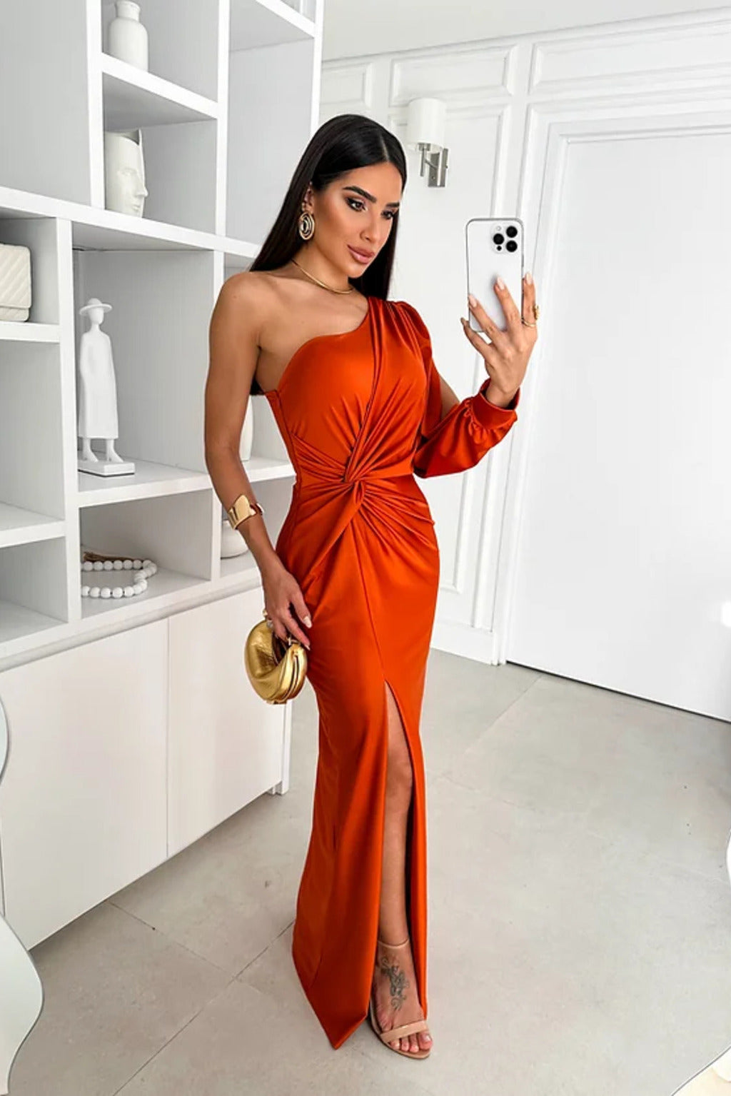 Nicole™ One-Sleeve Satin Dress
