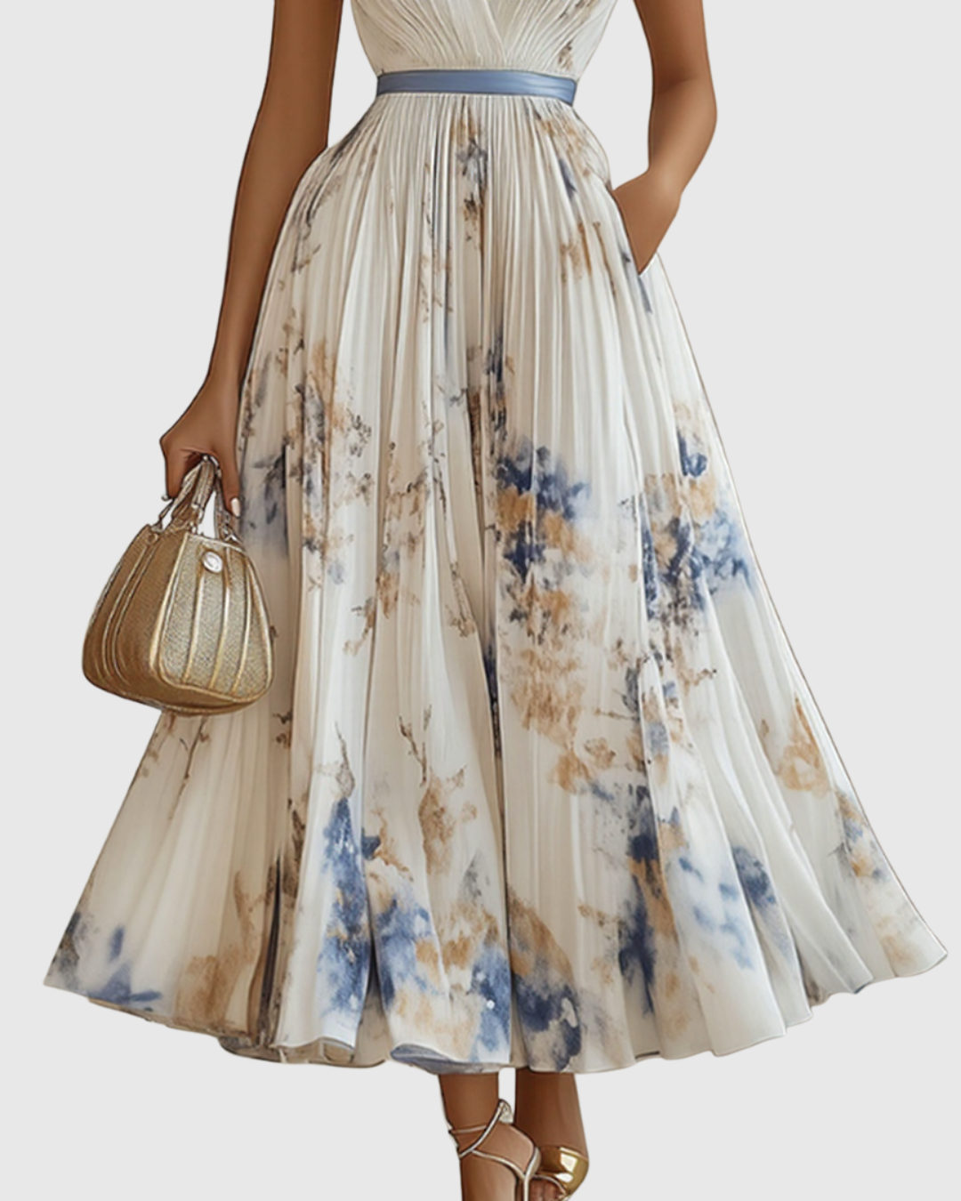 ROWELLA | Elegant Long Pleated Dress