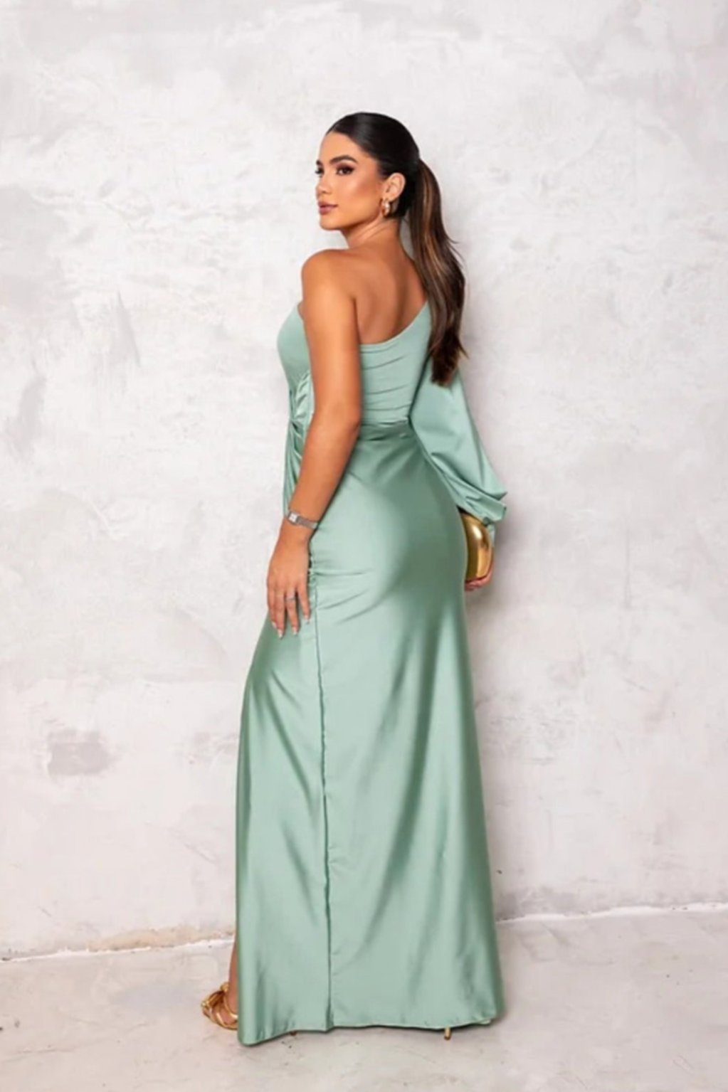 Nicole™ One-Sleeve Satin Dress
