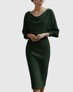 ISMERIA | Midi Dress with Batwing Sleeves