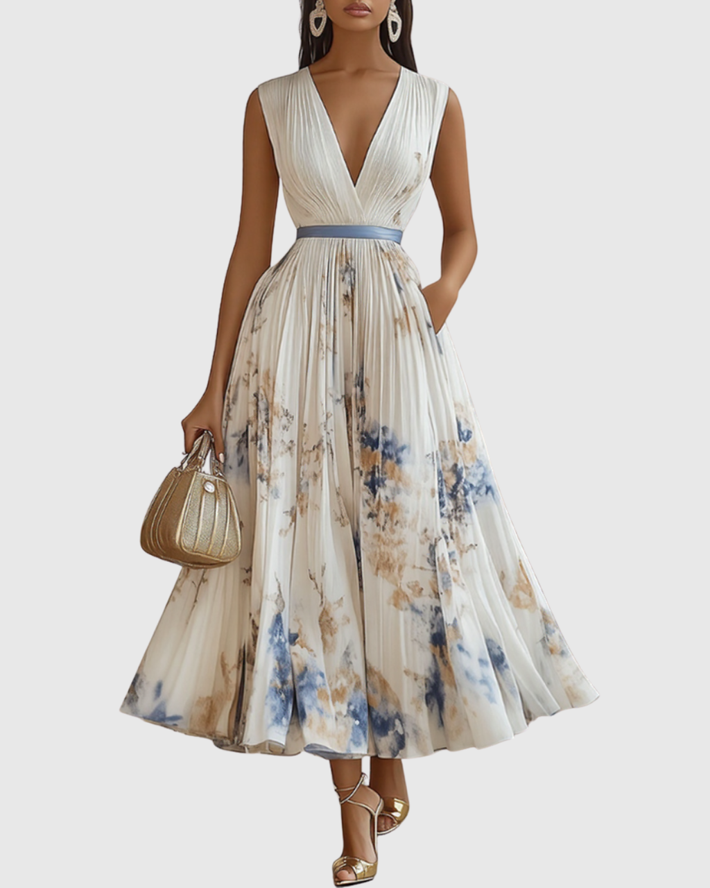 ROWELLA | Elegant Long Pleated Dress