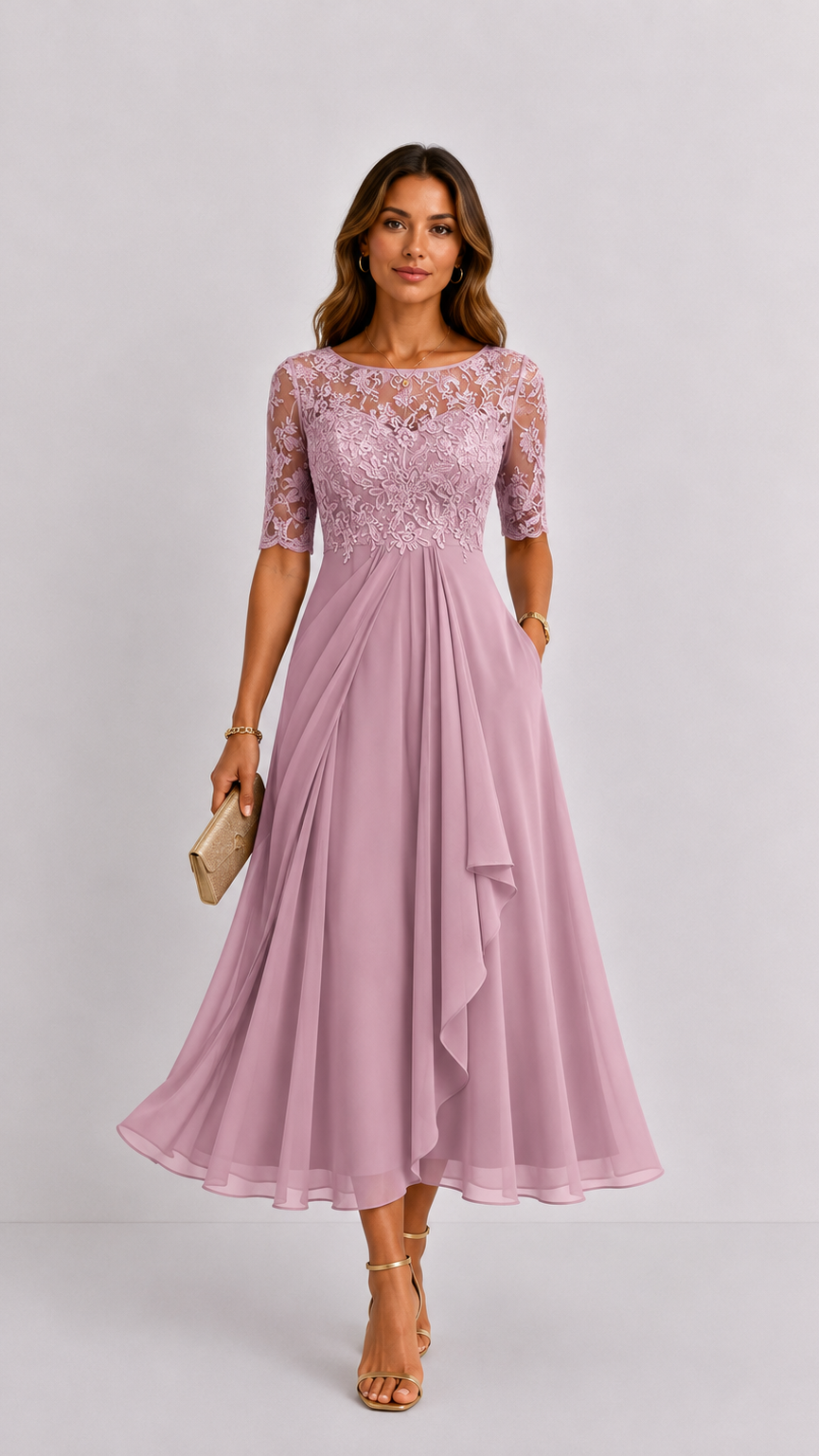 Rhonda elegant lace midi dress by Camille London