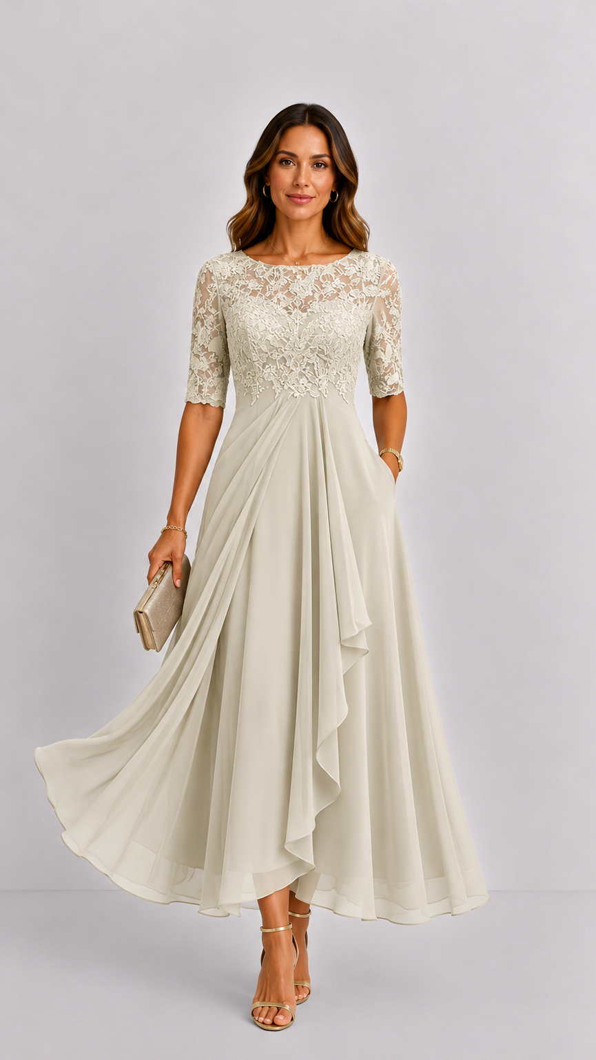 Rhonda elegant lace midi dress by Camille London