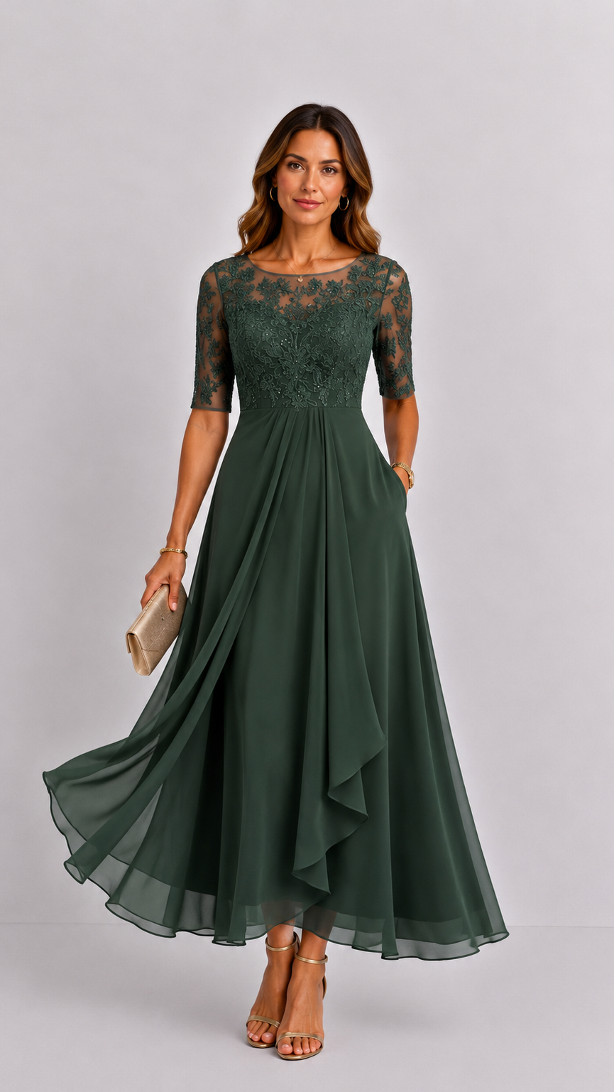 Rhonda elegant lace midi dress by Camille London