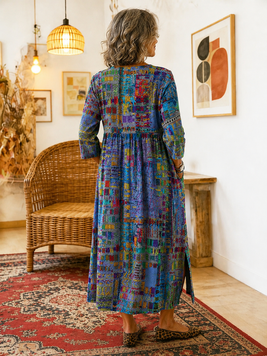 Manuela | Denim Dress with Ethnic Patchwork