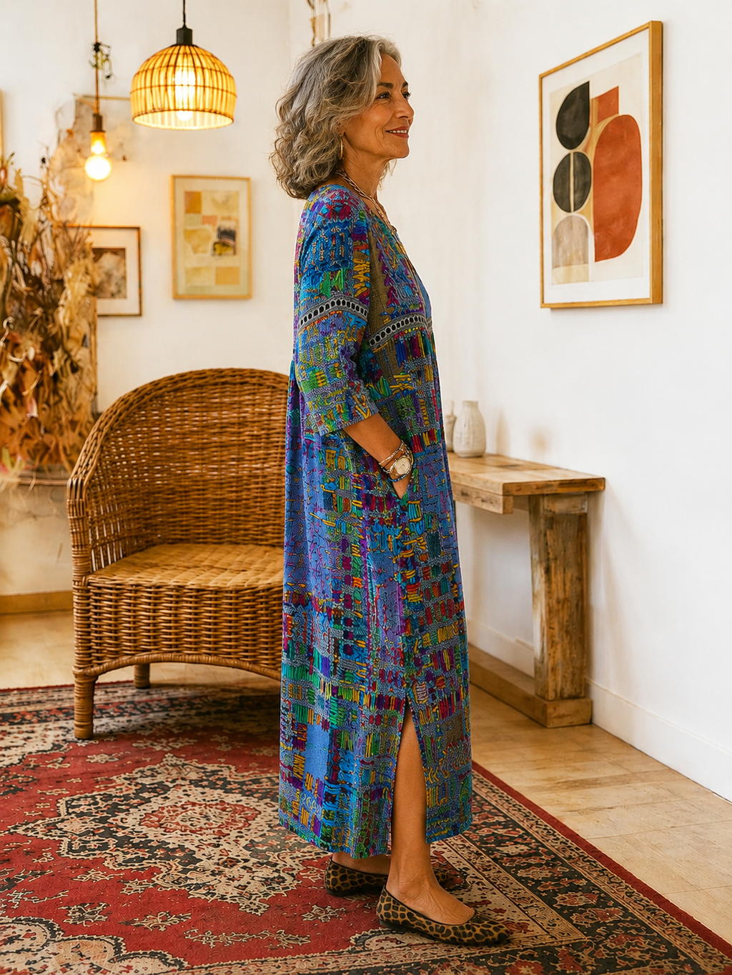 Manuela | Denim Dress with Ethnic Patchwork