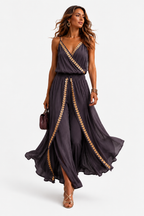 Donatila | Unique Jumpsuit with Gold Details and Leg Slit