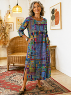 Manuela | Denim Dress with Ethnic Patchwork