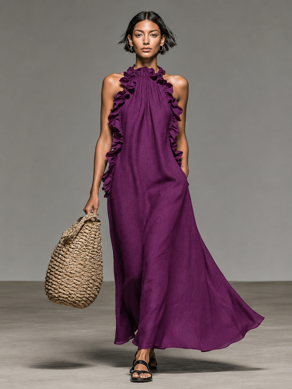 DOROTA | Elegant maxi dress with practical pockets