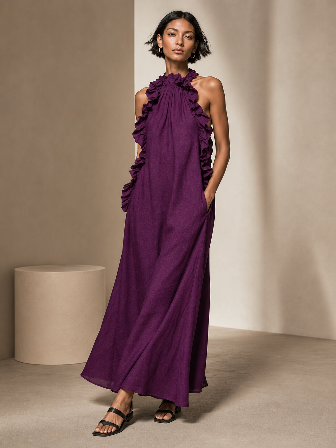 DOROTA | Elegant maxi dress with practical pockets