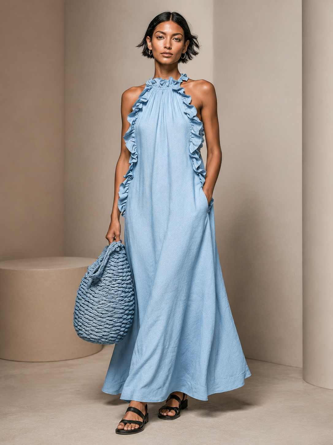 DOROTA | Elegant maxi dress with practical pockets