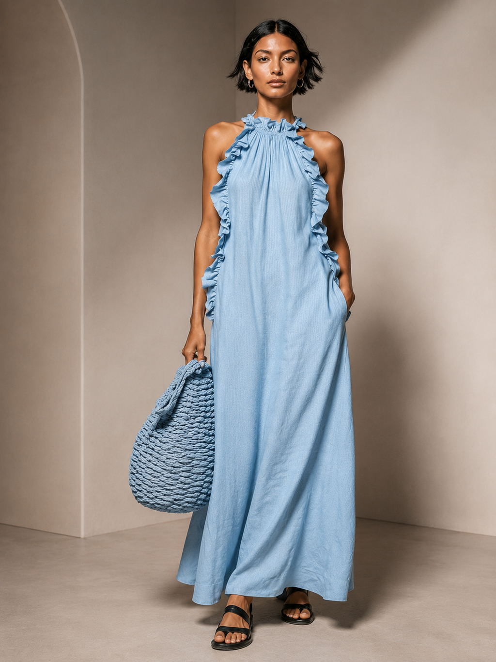DOROTA | Elegant maxi dress with practical pockets