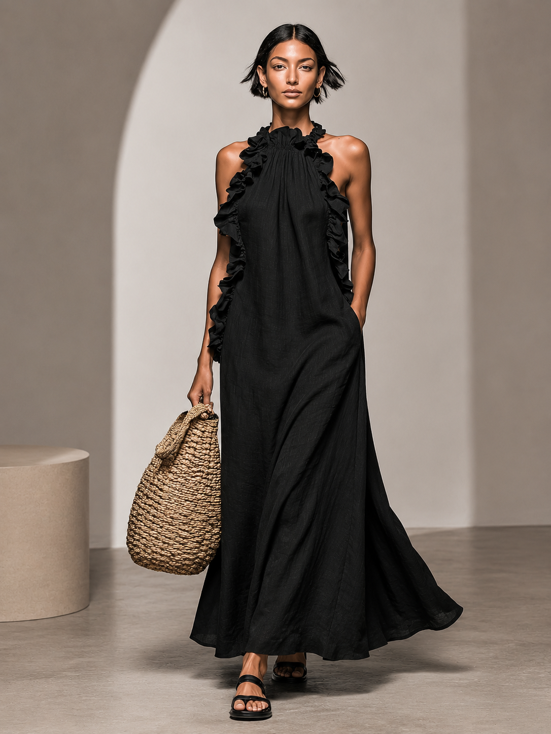 DOROTA | Elegant maxi dress with practical pockets