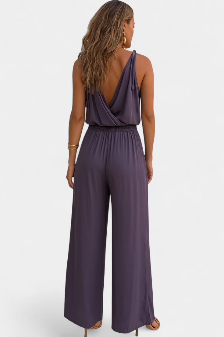 Donatila | Unique Jumpsuit with Gold Details and Leg Slit