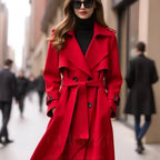 Elegant Timeless Trench Coat - Red
