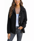 Soft Fleece Button Jacket - Black