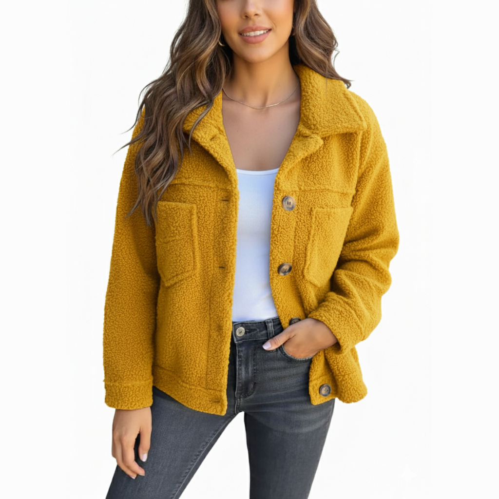 Soft Fleece Button Jacket - Pink