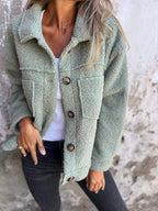 Soft Fleece Button Jacket - Pink