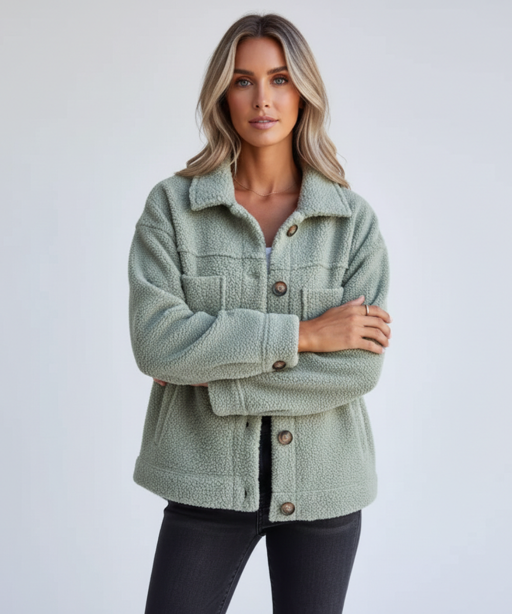 Soft Fleece Button Jacket - Pink