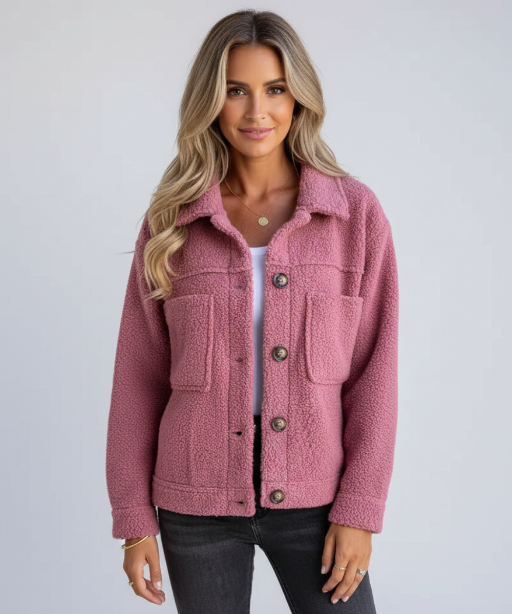Soft Fleece Button Jacket - Black