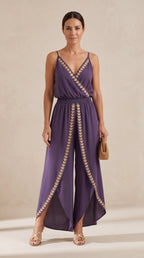 Donatila | Unique Jumpsuit with Gold Details and Leg Slit