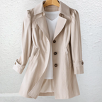 Elegant Vintage Button Coat - Beige