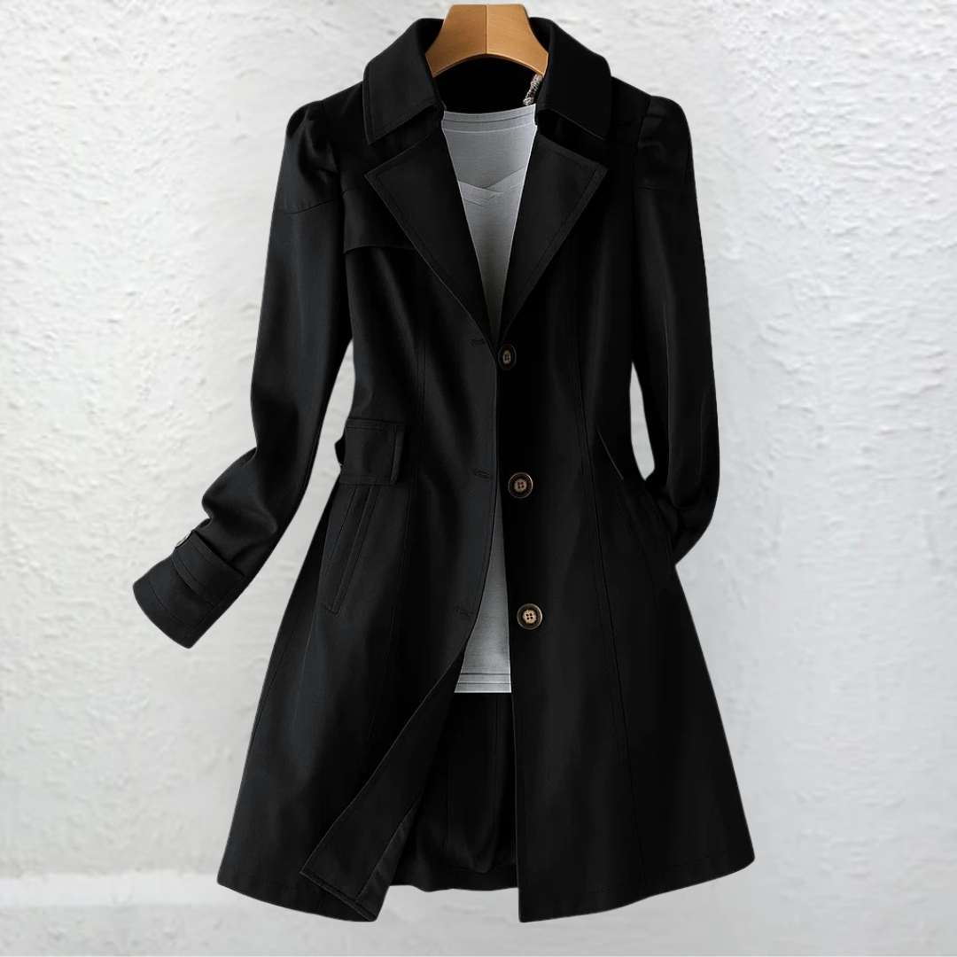 Elegant Vintage Button Coat - Beige