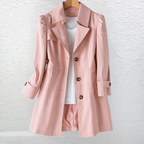 Elegant Vintage Button Coat - Beige