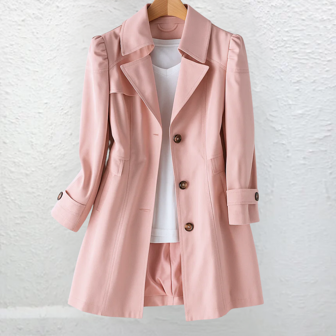 Elegant Vintage Button Coat - Beige