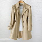 Elegant Vintage Button Coat - Beige