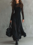 Neroa • Loose-Cut Maxi Dress in Black Tulle