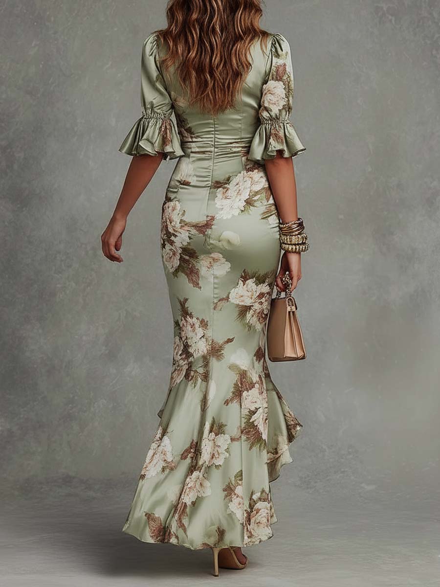 OKTAWIA | Elegant satin with statement flared sleeves