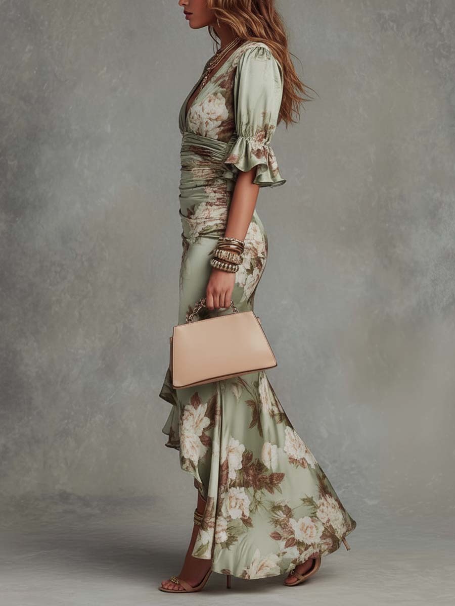 OKTAWIA | Elegant satin with statement flared sleeves