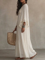 Adelaida | Long Dress with V-Neckline and Batwing Sleeves