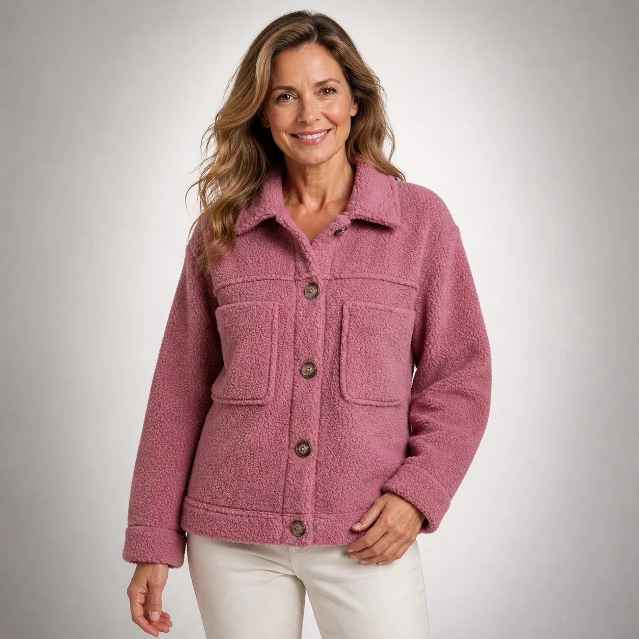 Soft Fleece Button Jacket - Yellow