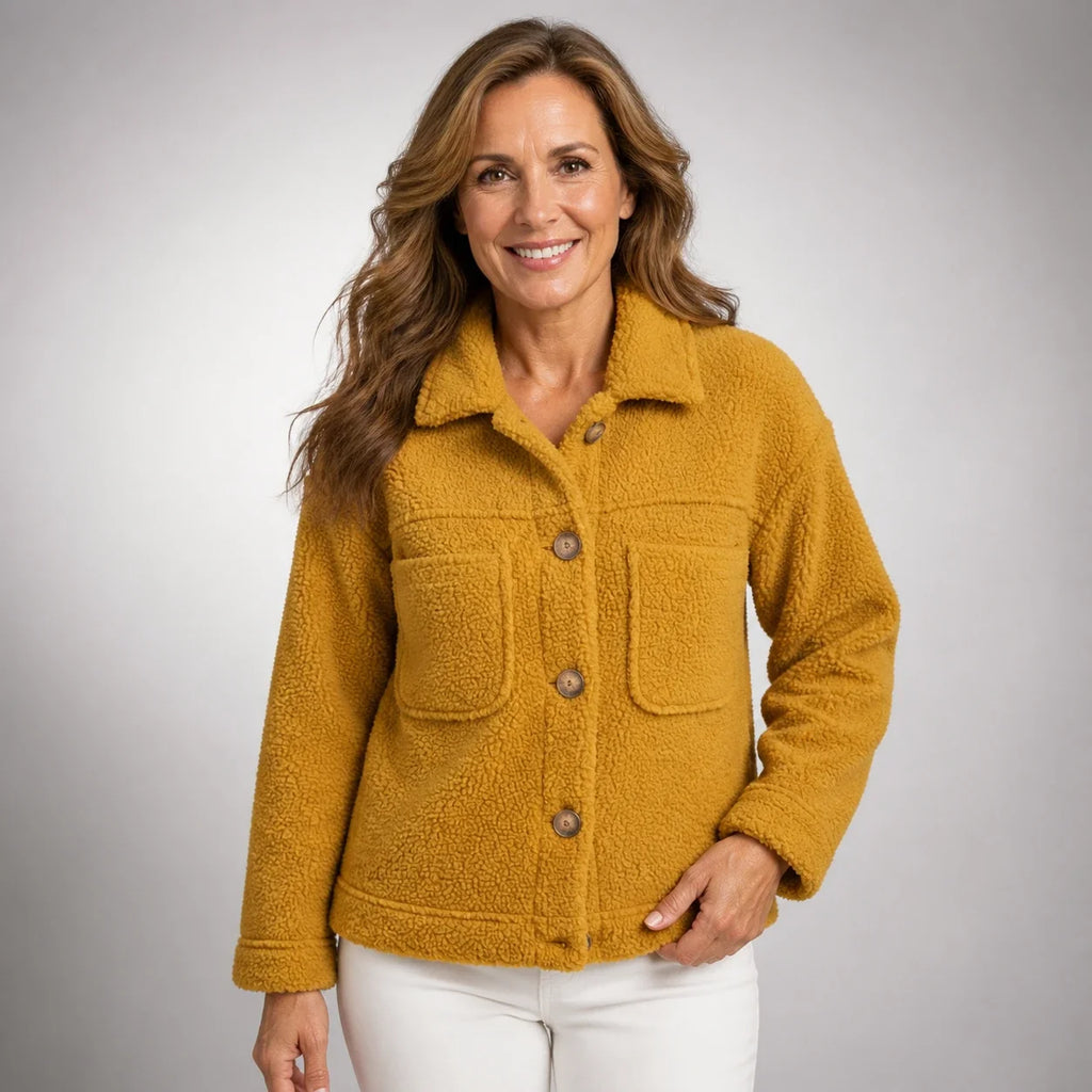 Soft Fleece Button Jacket - Yellow