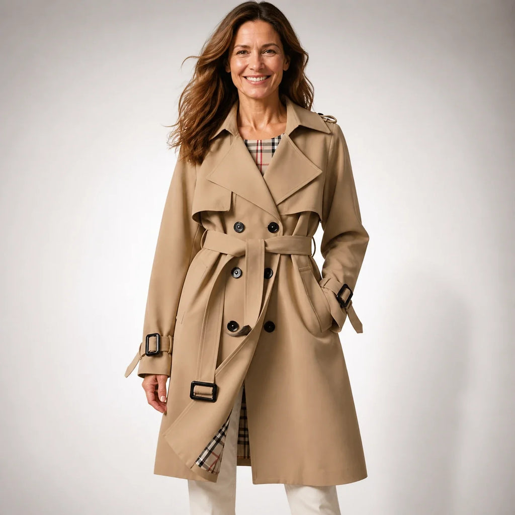 Elegant Timeless Trench Coat - Red