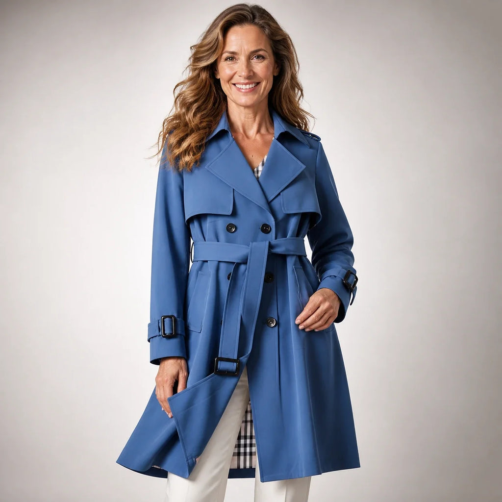 Elegant Timeless Trench Coat - Blue