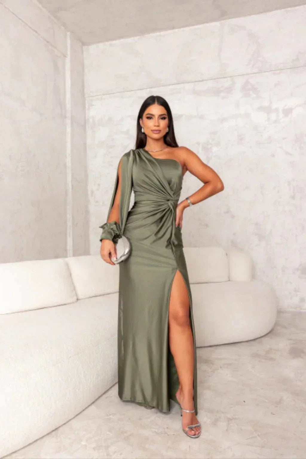 Nicole™ One-Sleeve Satin Dress