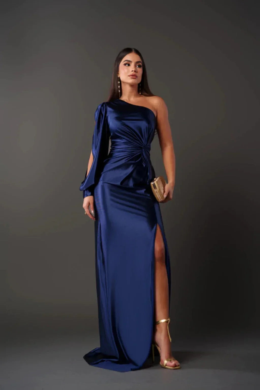 Nicole™ One-Sleeve Satin Dress