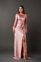 Nicole™ One-Sleeve Satin Dress