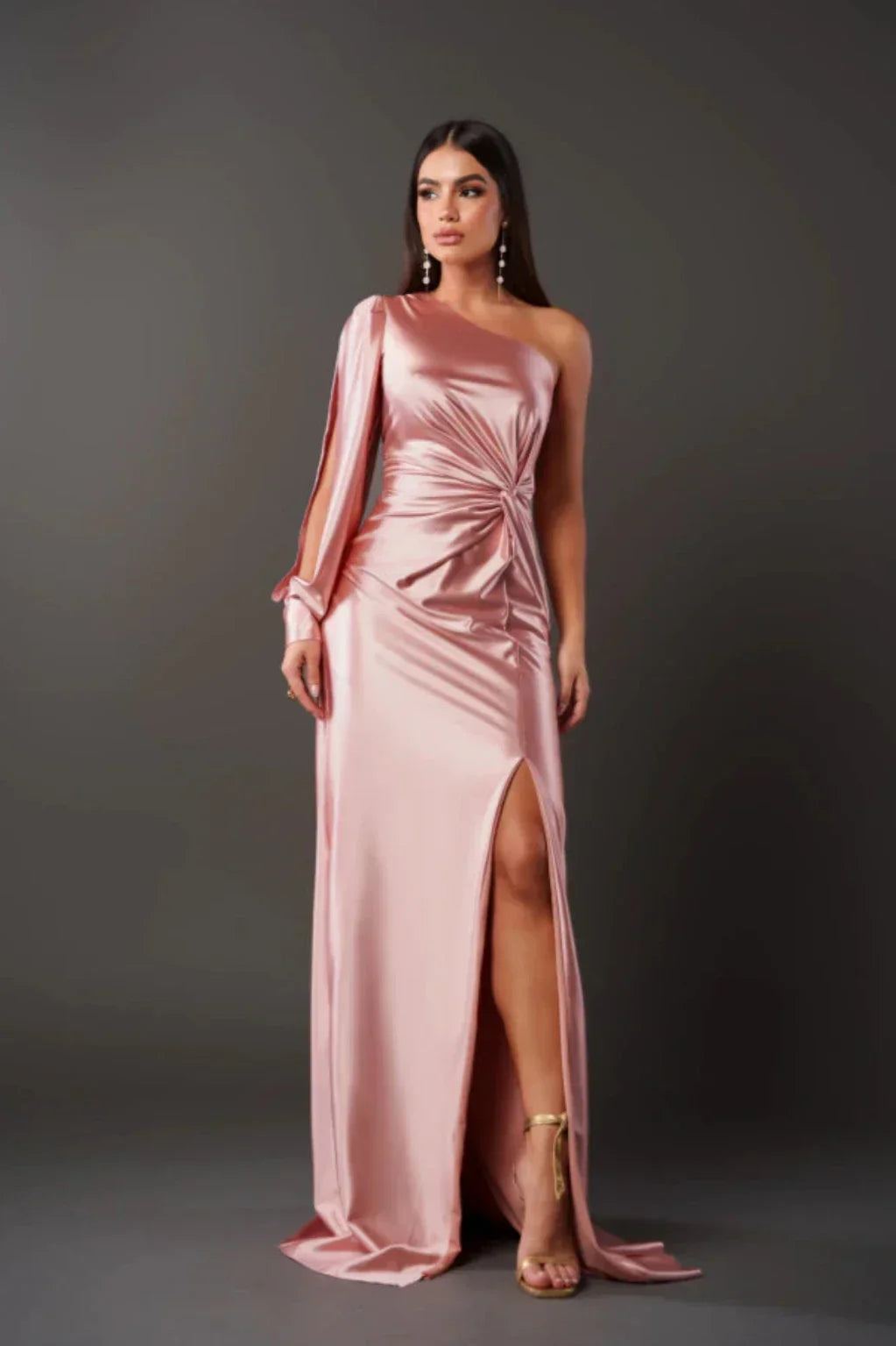 Nicole™ One-Sleeve Satin Dress