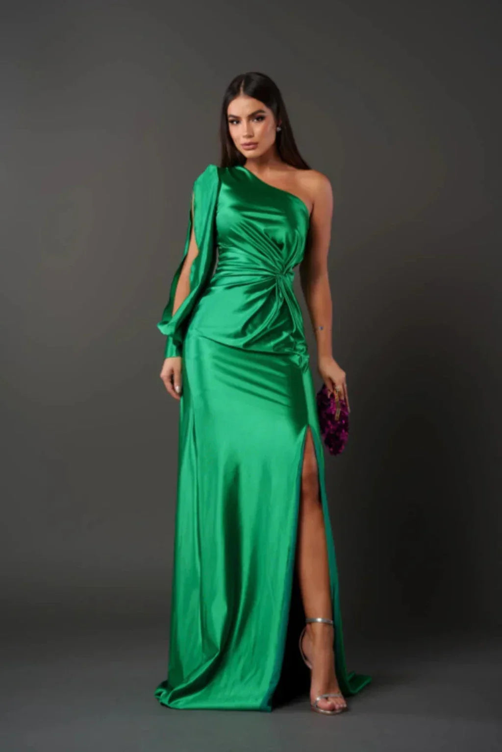 Nicole™ One-Sleeve Satin Dress